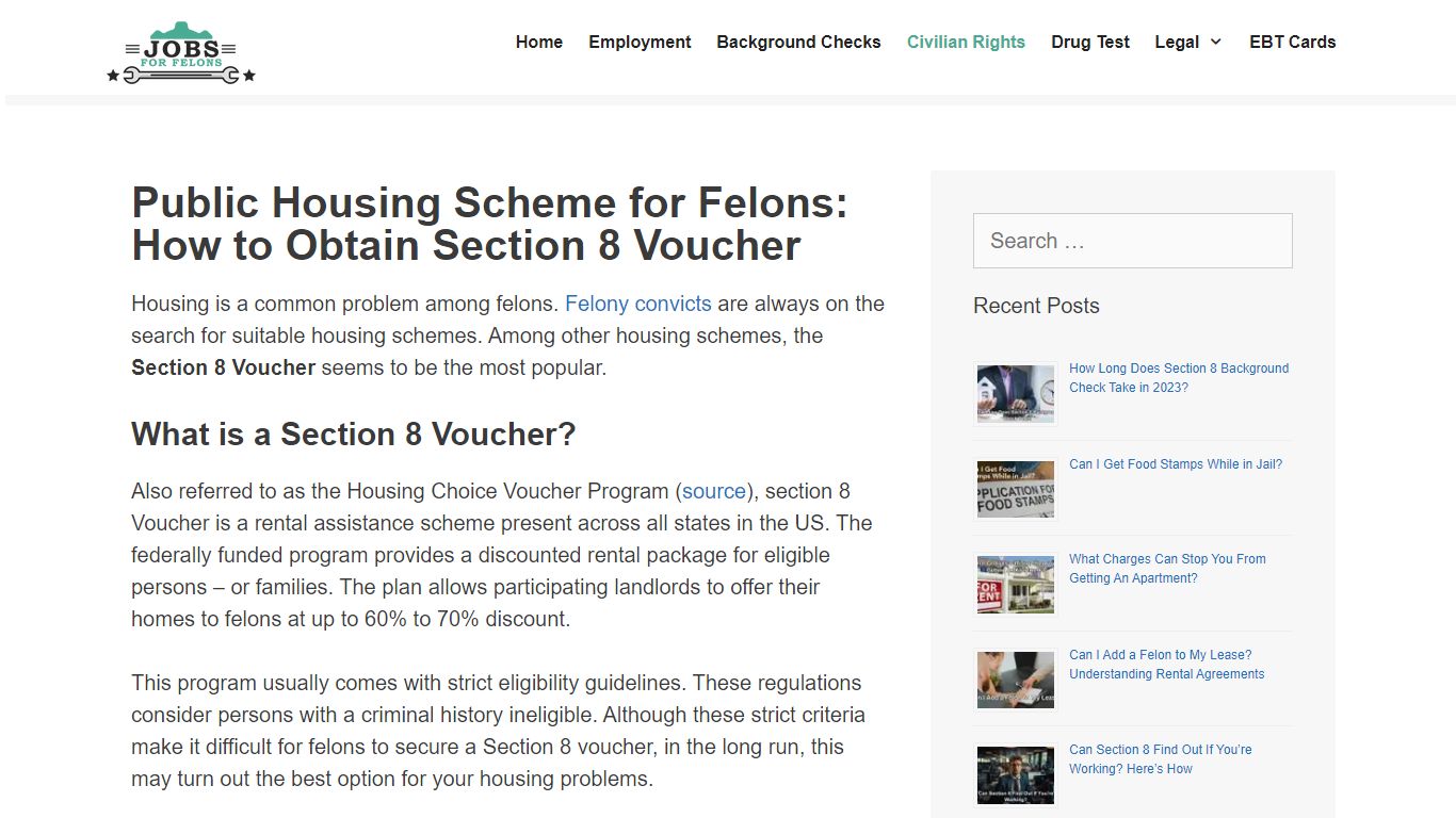 Housing For Felons: How to Obtain Section 8 Voucher